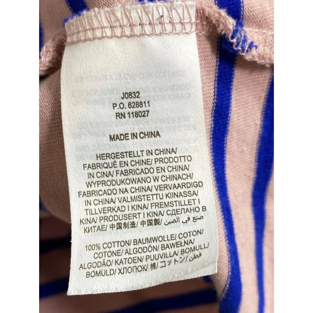 Boden Womens Long Sleeve Striped Top Size 14 Blue Pink Cotton‎ Puff Sleeve Boho
